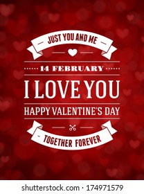 Happy Valentine's day message vintage retro vector background.