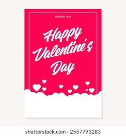 Happy valentine's day minimalist poster - celebrating valentine's Day on 14 February. Wallpaper, flyer, poster, sticker, banner, card.