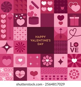 Happy Valentine's Day. Modern abstract Valentine seamless pattern illustration. Valentine poster, card, label, promotion templates, pattern background.
