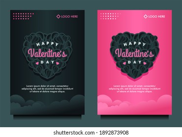 happy Valentine's day modern banner, poster, flyer template with abstract heart symbol