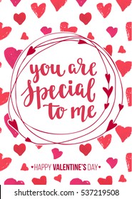 Happy Valentine's Day. Modern calligraphy style handwritten lettering. Vector illustration for cards, leaflets or banners on white background.