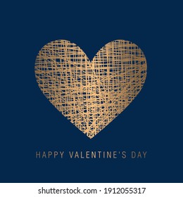 Happy Valentine's Day. Modern Greeting card with abstract gold heart for Valentine's Day, birthday, Mother's Day, wedding. Vector illustration.