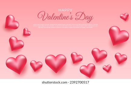 Happy valentine's day modern poster template with heart love design on a background
