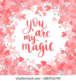Happy Valentine's Day. Modern style calligraphy phrase. Hand drawn decorative elements and brush lettering quote.Concept for cards, leaflets or banners. Vector isolated illustration.