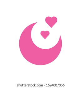 happy valentines day moon with hearts vector illustration design