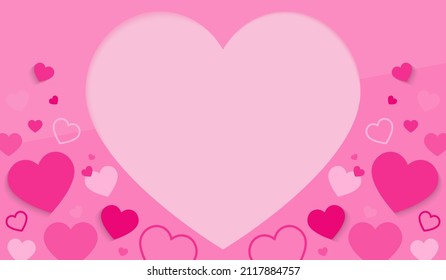 Happy Valentine's Day or Mother's day abstract pink background. Flat design Vector illustration symbols of love with heart for greeting card, graphic, sticker, banner for show love and care.copy space