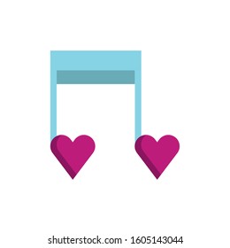 happy valentines day music notes with hearts vector illustration design