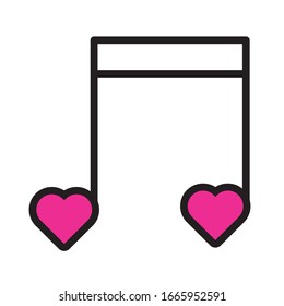 happy valentines day music notes with hearts line style vector illustration design
