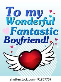 Happy Valentine's day. To My Boyfriend. Editable Vector.