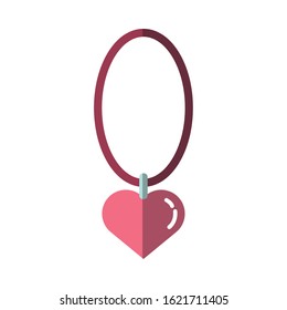happy valentines day necklace with heart vector illustration design