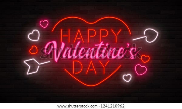 Happy Valentines Day Neon Background Color Stock Vector (Royalty Free ...