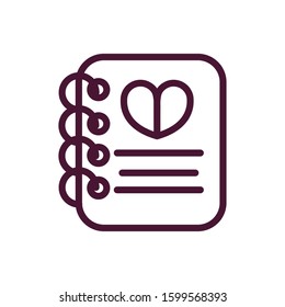happy valentines day notepad heart love romantic feeling icon vector illustration thick line
