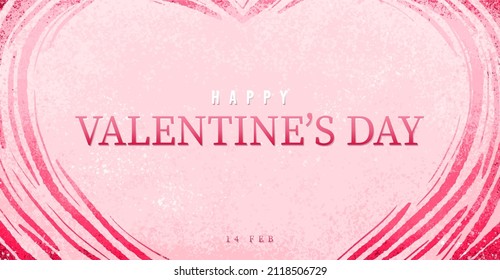 Happy Valentine's Day on pink background template with heart and love element. Full of love banner, poster, greeting card and wallpaper.