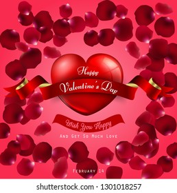 Happy Valentines day on red background 