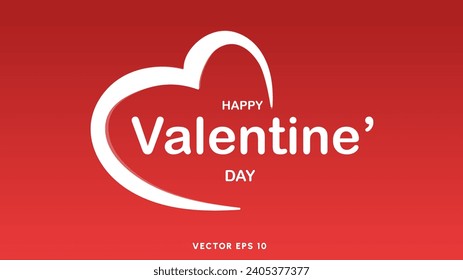 Happy Valentine's Day on red background , Flat Modern design , illustration Vector EPS 10