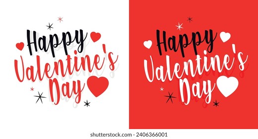 Happy valentine's Day on white and red background