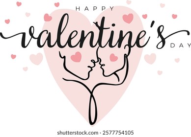  happy valentine's day one line drawing