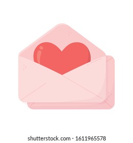happy valentines day open envelope heart love messsage vector illustration