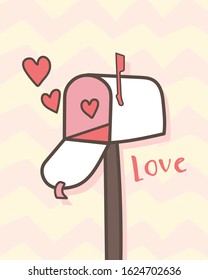 Happy Valentine's Day Open mailbox with hearts, Valentines card and poster