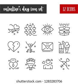 Happy Valentine's Day Outline 12 icon set