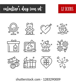 Happy Valentine's Day Outline 12 icon set