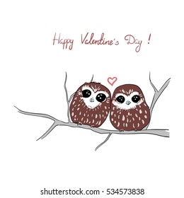 Happy Valentine's day with owls