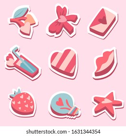 Happy Valentine's Day pack of love stickers, Valentines labels set.