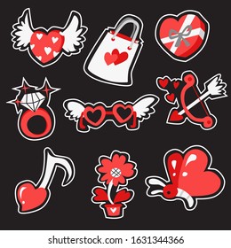 Happy Valentine's Day pack of love stickers, Valentines labels set.