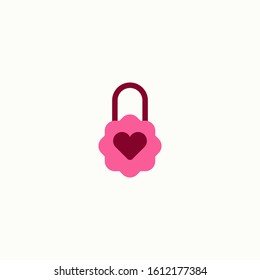 Happy valentines day padlock heart love romantic feeling flat icon. Vector illustration.