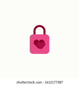 Happy valentines day padlock heart love romantic feeling flat icon. Vector illustration.