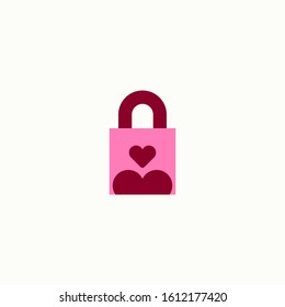 Happy valentines day padlock heart love romantic feeling flat icon. Vector illustration.