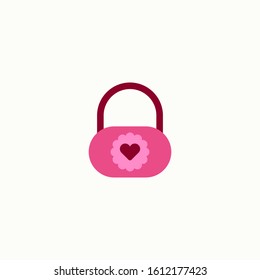 Happy valentines day padlock heart love romantic feeling flat icon. Vector illustration.