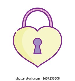 happy valentines day, padlock security heart love passion cartoon vector illustration