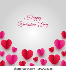 Happy valentines day paper cut style with colorful heart shape in white background