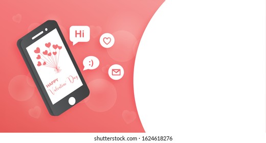 Happy Valentine's day in paper cut style. Vector illustration. 