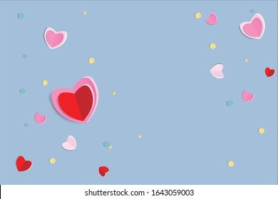 Happy valentine's day with paper cut on blue background.