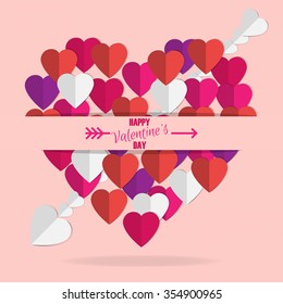Happy Valentine's Day. Paper hearts. Vector illustration