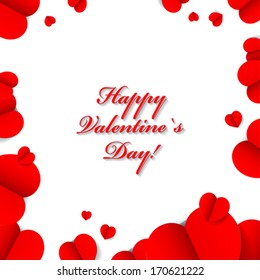 Happy Valentine`s Day - Paper Origami background or card. Vector illustration.