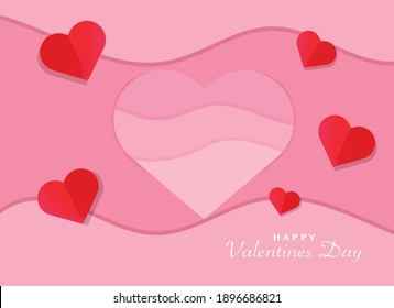 Happy Valentines Day Papercut Background Vector