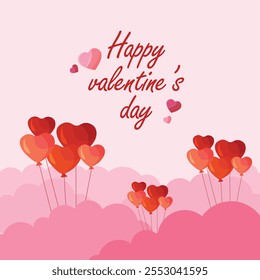 Happy Valentines day papercut style background