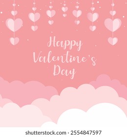 Happy valentines day papercut style flat design