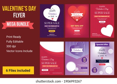 Happy Valentine's Day Party Flyer, Valentines day sale background with icon set pattern. Vector illustration. Wallpaper, flyers, invitation, posters, brochure, voucher, banners.