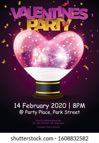 Happy Valentine's Day Party Invitation Card Vector for flyer, banner, poster or greeting card, isolated on blue background, Vector illustration EPS10