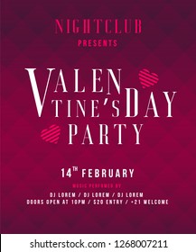 Happy Valentines Day Party Poster. Template of invitation, flyer, poster or greeting card. - Vector