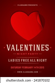 Happy Valentines Day Party Poster Design Template. Typography flyer invitation vector illustration.