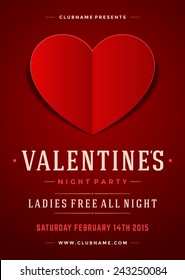 Happy Valentines Day Party Poster Design Template. Typography Flyer Invitation Vector Illustration.