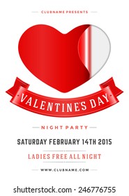 Happy Valentines Day Party Poster Design Template. Typography flyer invitation vector illustration.