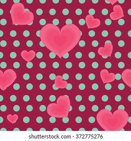 Happy Valentine's Day pattern. Hearts and dots seamless pattern