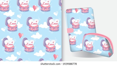 Feliz Día de San Valentín. Burlarse del libro y la bolsa con regalo de San Valentín.