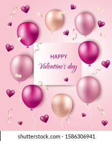 Happy Valentines day pattern with pink paper hearts. Weeding design elements. Vector illustration for party invitation flyer, banners, greeting postcard, save the date card templates. vector
